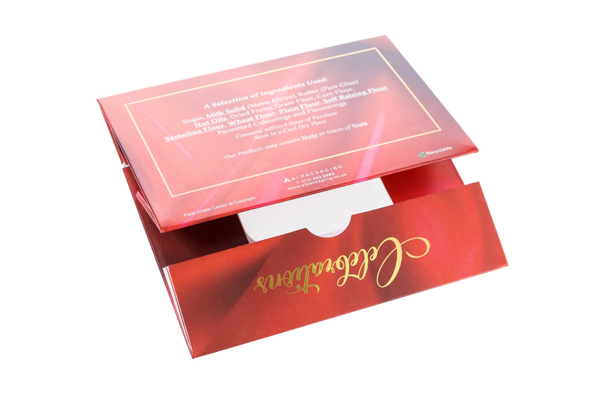 Printed Sweet Box - DISCOUNTED Red Celebration Boxes