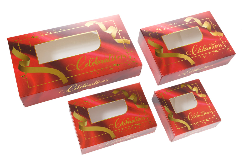 Printed Sweet Box - DISCOUNTED Red Celebration Boxes