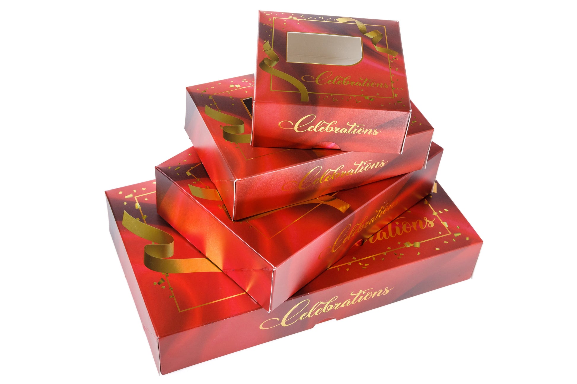 Printed Sweet Box - DISCOUNTED Red Celebration Boxes