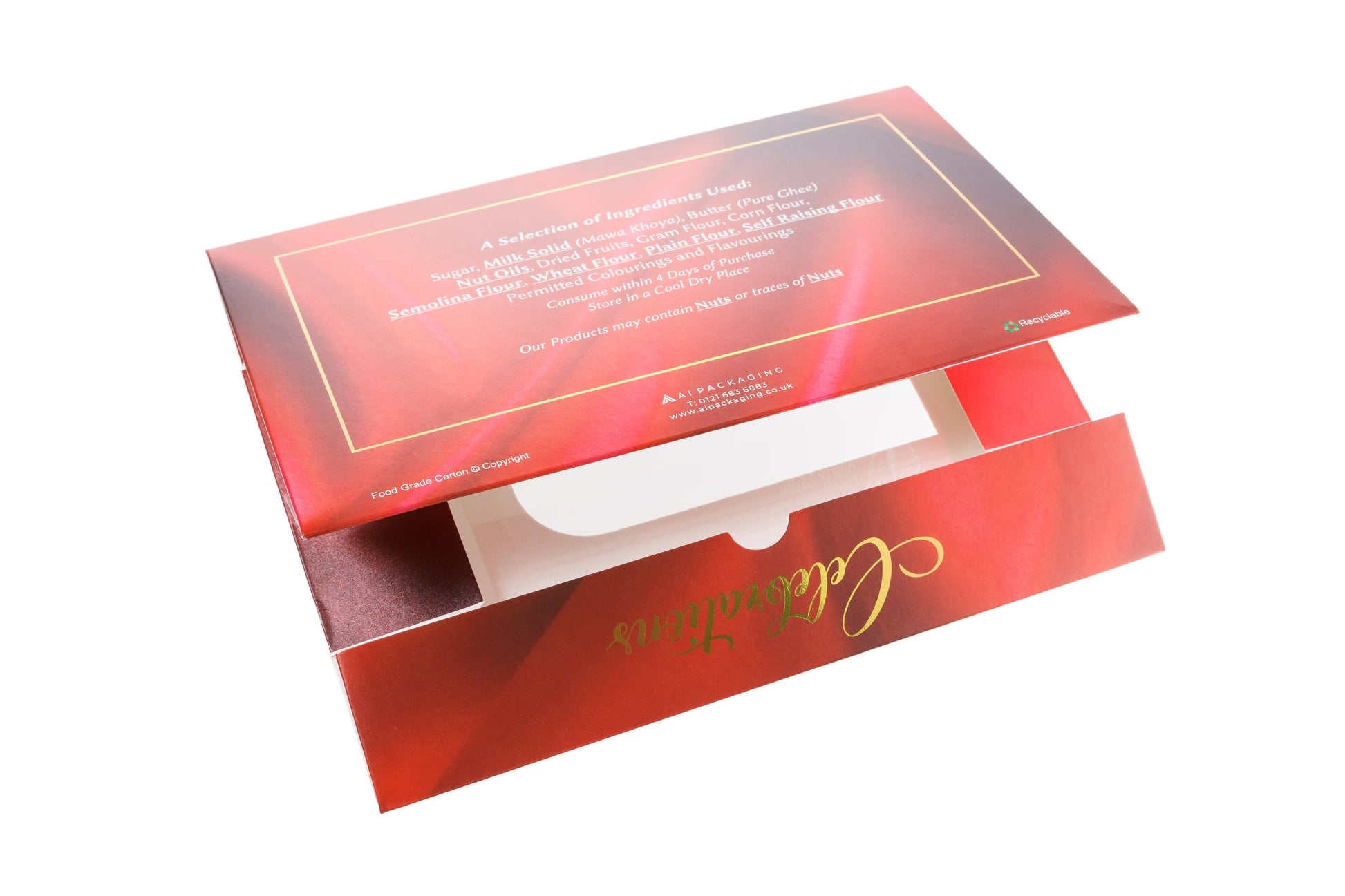 Printed Sweet Box - DISCOUNTED Red Celebration Boxes